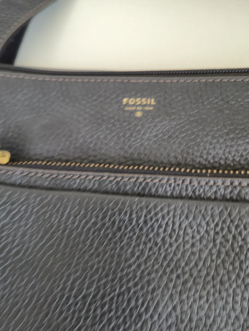 Minimalist Fossil Black Pebbled Leather Crossbody Bag - Picture 10 of 11